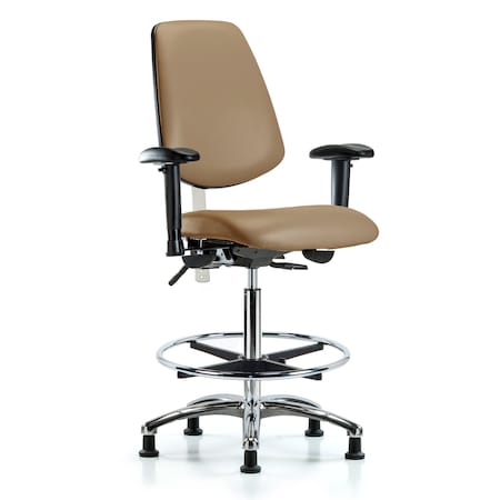Clean Room Chair Vin Hi Ben Chair, Med, Bk, Taupe, CL100, Adjustable Arms, 26