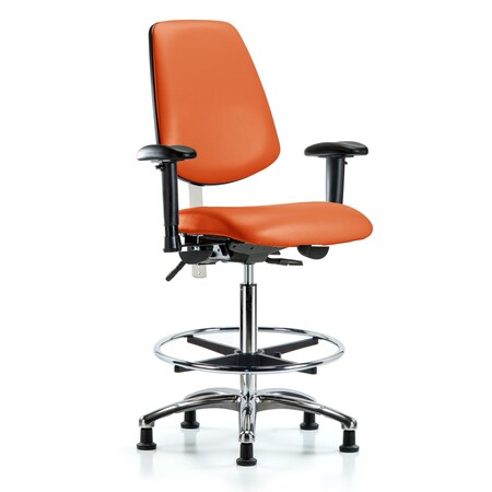 Clean Room Chair Vin Hi Ben Chair, Med, Bk, Orange, CL100, Adjustable Arms, 26