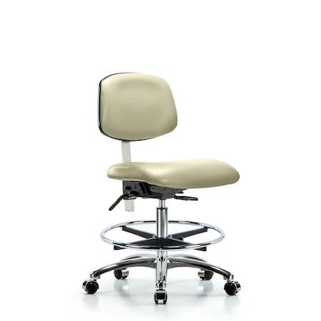 Clean Room Chair Med Ben Chair, Vin, Chrm, CF, Cast, Wht, CL100, No Arms, 22