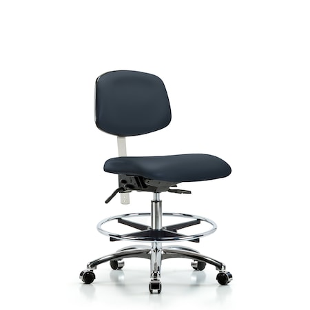Clean Room Chair Med Ben Chair, Vin, Chrm, CF, Cast, Nvy, CL100, No Arms, 22