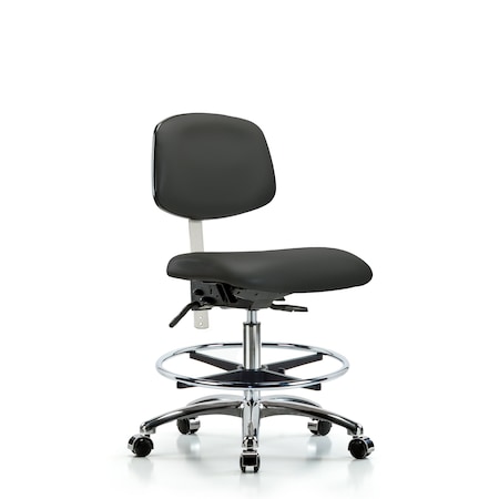 Clean Room Chair Med Ben Chair, Vin, Chrm, CF, Cast, Gry, CL100, No Arms, 22