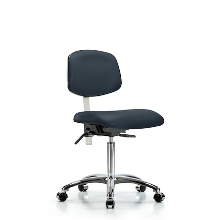 Clean Room Chair Med Ben Chair, Vin, Chrm, Cast, Navy, CL100, No Arms, 22
