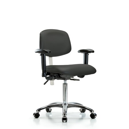 Clean Room Chair Med Ben Chair, Vin, Chrm, AA, Cast, Gry, CL100, Adjustable Arms, 22