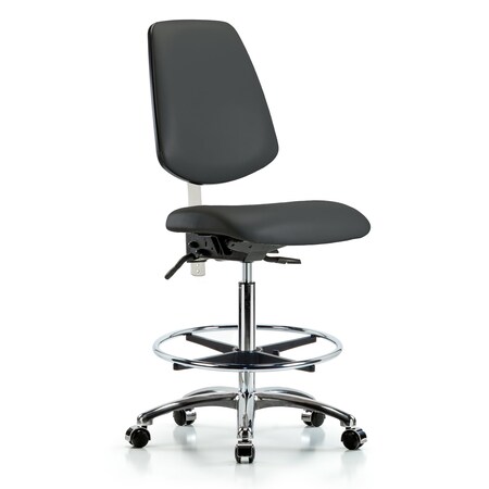 Clean Room Chair Vin Med Ben Chair, Med, Bk, Gry, CL100, No Arms, 22