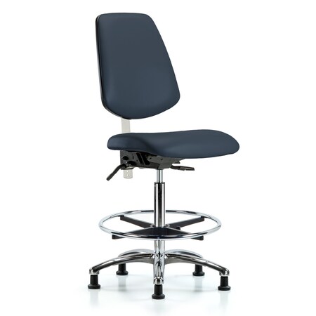 Clean Room Chair Vin Med Ben Chair, Med, Bk, Nav, CL100, No Arms, 22