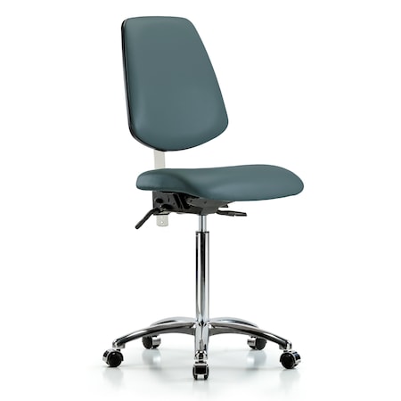 Clean Room Chair Vin Med Ben Chair, Med, Bk, Blu, CL100, No Arms, 22
