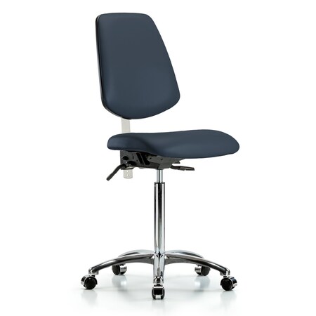 Clean Room Chair Vin Med Ben Chair, Med, Bk, Nav, CL100, No Arms, 22
