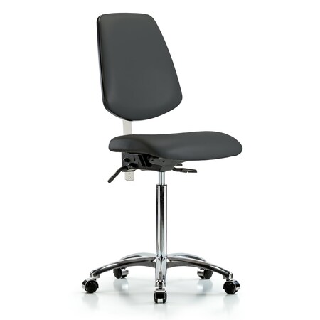 Clean Room Chair Vin Med Ben Chair, Med, Bk, Gry, CL100, No Arms, 22