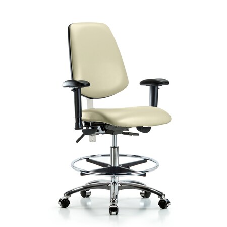 Clean Room Chair Vin Med Ben Chair, Med, Bk, Wht, CL100, Adjustable Arms, 22