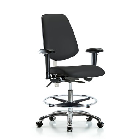 Clean Room Chair Vin Med Ben Chair, Med, Bk, Blk, CL100, Adjustable Arms, 22