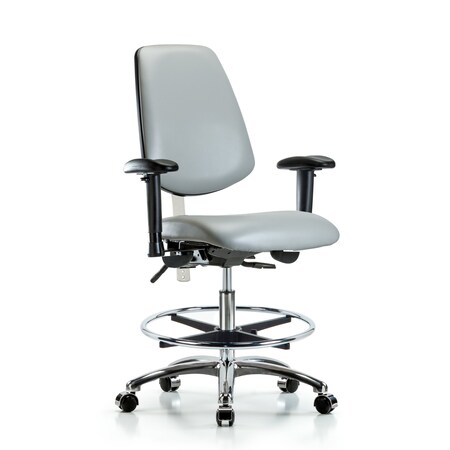 Clean Room Chair Vin Med Ben Chair, Med, Bk, Dov, CL100, Adjustable Arms, 22
