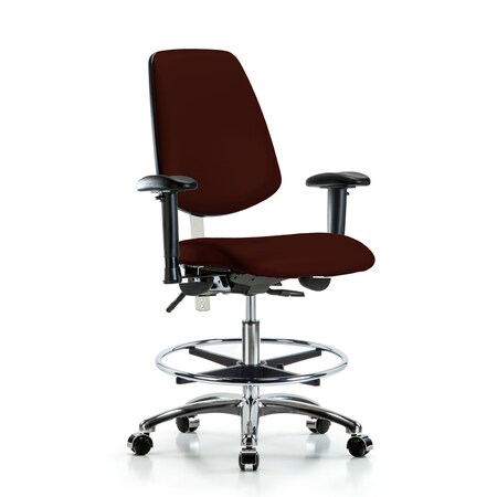 Clean Room Chair Vin Med Ben Chair, Med, Bk, Burg, CL100, Adjustable Arms, 22
