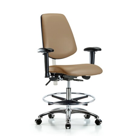 Clean Room Chair Vin Med Ben Chair, Med, Bk, Taupe, CL100, Adjustable Arms, 22