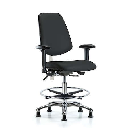 Clean Room Chair Vin Med Ben Chair, Med, Bk, Blk, CL100, Adjustable Arms, 22