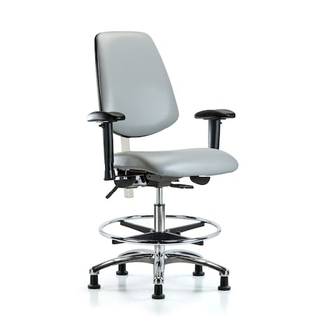 Clean Room Chair Vin Med Ben Chair, Med, Bk, Dov, CL100, Adjustable Arms, 22