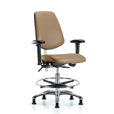 Clean Room Chair Vin Med Ben Chair, Med, Bk, Taupe, CL100, Adjustable Arms, 22