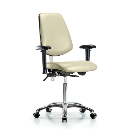 Clean Room Chair Vin Med Ben Chair, Med, Bk, Wht, CL100, Adjustable Arms, 22