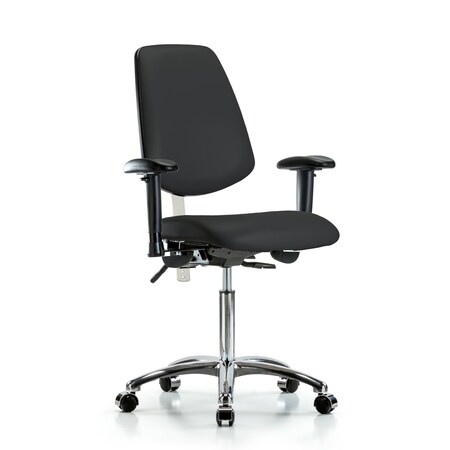 Clean Room Chair Vin Med Ben Chair, Med, Bk, Blk, CL100, Adjustable Arms, 22