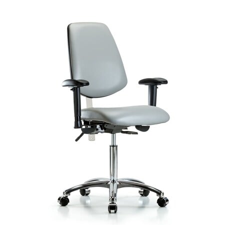Clean Room Chair Vin Med Ben Chair, Med, Bk, Dov, CL100, Adjustable Arms, 22