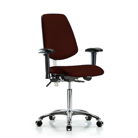 Clean Room Chair Vin Med Ben Chair, Med, Bk, Burg, CL100, Adjustable Arms, 22