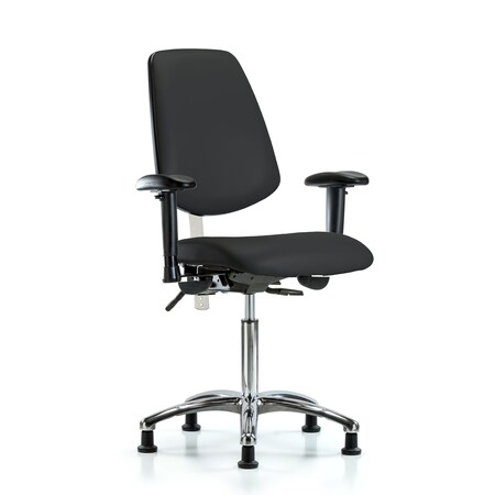 Clean Room Chair Vin Med Ben Chair, Med, Bk, Blk, CL100, Adjustable Arms, 22
