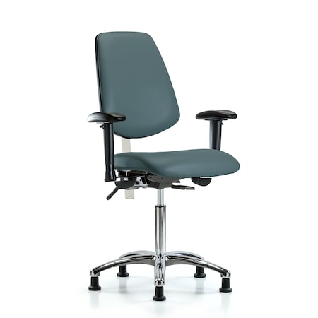 Clean Room Chair Vin Med Ben Chair, Med, Bk, Blu, CL100, Adjustable Arms, 22