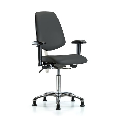 Clean Room Chair Vin Med Ben Chair, Med, Bk, Gry, CL100, Adjustable Arms, 22