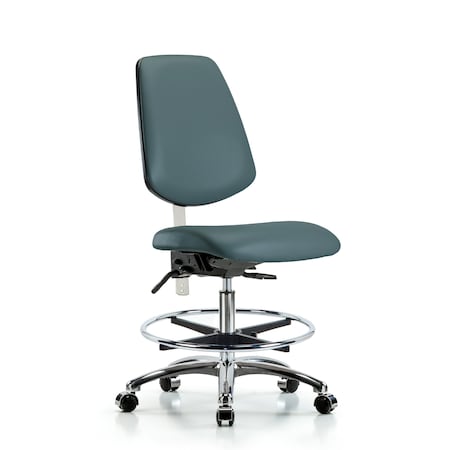 Clean Room Chair Vin Med Ben Chair, Med, Bk, Blu, CL100, No Arms, 22