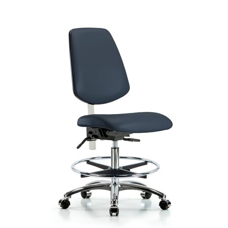 Clean Room Chair Vin Med Ben Chair, Med, Bk, Nav, CL100, No Arms, 22