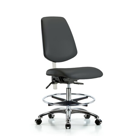Clean Room Chair Vin Med Ben Chair, Med, Bk, Gry, CL100, No Arms, 22