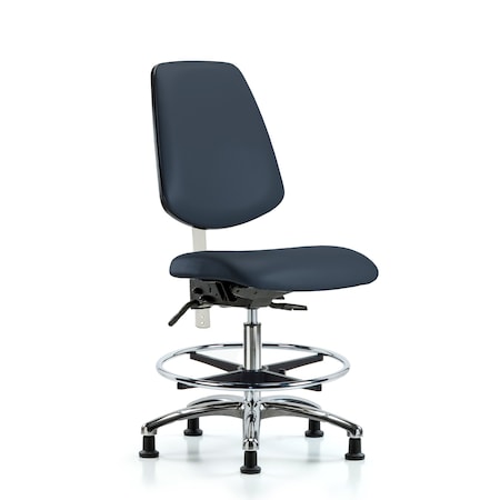 Clean Room Chair Vin Med Ben Chair, Med, Bk, Nav, CL100, No Arms, 22