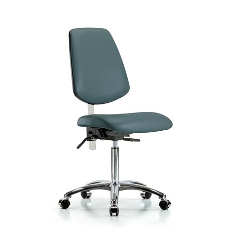 Clean Room Chair Vin Med Ben Chair, Med, Bk, Blu, CL100, No Arms, 22