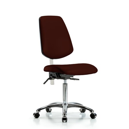 Clean Room Chair Vin Med Ben Chair, Med, Bk, Burg, CL100, No Arms, 22