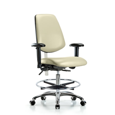 Clean Room Chair Vin Med Ben Chair, Med, Bk, Wht, CL100, Adjustable Arms, 22