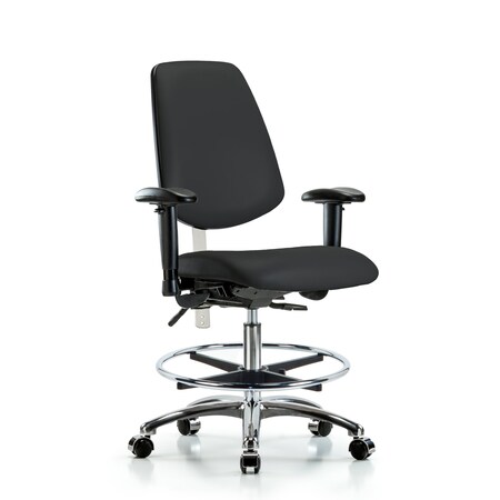 Clean Room Chair Vin Med Ben Chair, Med, Bk, Blk, CL100, Adjustable Arms, 22
