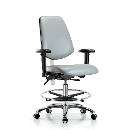 Clean Room Chair Vin Med Ben Chair, Med, Bk, Dov, CL100, Adjustable Arms, 22
