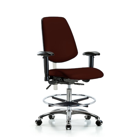 Clean Room Chair Vin Med Ben Chair, Med, Bk, Burg, CL100, Adjustable Arms, 22
