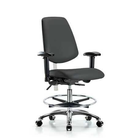 Clean Room Chair Vin Med Ben Chair, Med, Bk, Gry, CL100, Adjustable Arms, 22