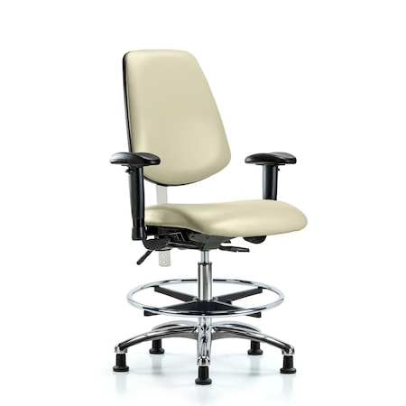 Clean Room Chair Vin Med Ben Chair, Med, Bk, Wht, CL100, Adjustable Arms, 22