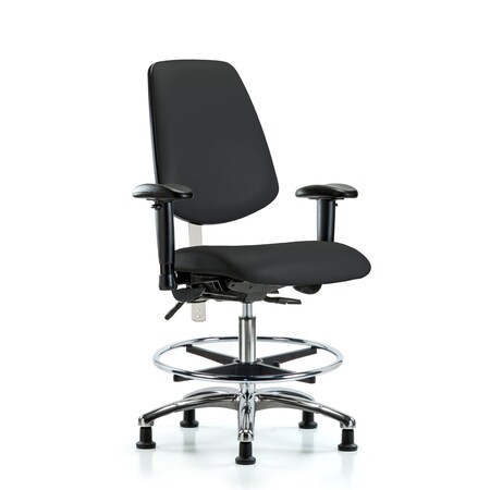 Clean Room Chair Vin Med Ben Chair, Med, Bk, Blk, CL100, Adjustable Arms, 22