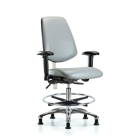 Clean Room Chair Vin Med Ben Chair, Med, Bk, Dov, CL100, Adjustable Arms, 22