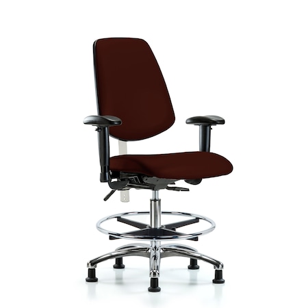 Clean Room Chair Vin Med Ben Chair, Med, Bk, Burg, CL100, Adjustable Arms, 22