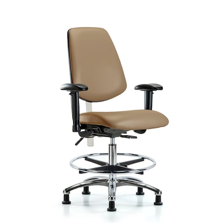 Clean Room Chair Vin Med Ben Chair, Med, Bk, Taupe, CL100, Adjustable Arms, 22