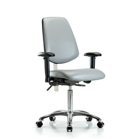 Clean Room Chair Vin Med Ben Chair, Med, Bk, Dov, CL100, Adjustable Arms, 22