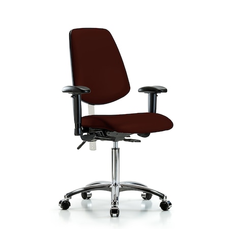 Clean Room Chair Vin Med Ben Chair, Med, Bk, Burg, CL100, Adjustable Arms, 22