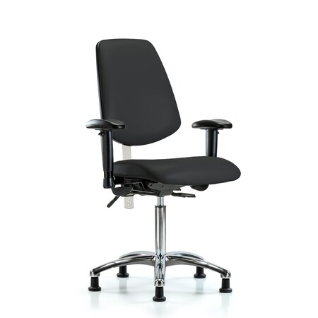 Clean Room Chair Vin Med Ben Chair, Med, Bk, Blk, CL100, Adjustable Arms, 22