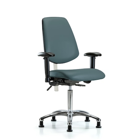 Clean Room Chair Vin Med Ben Chair, Med, Bk, Blu, CL100, Adjustable Arms, 22