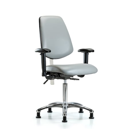 Clean Room Chair Vin Med Ben Chair, Med, Bk, Dov, CL100, Adjustable Arms, 22