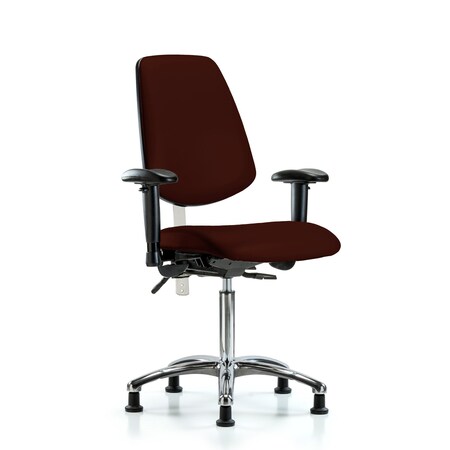 Clean Room Chair Vin Med Ben Chair, Med, Bk, Burg, CL100, Adjustable Arms, 22