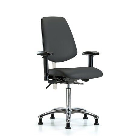 Clean Room Chair Vin Med Ben Chair, Med, Bk, Gry, CL100, Adjustable Arms, 22